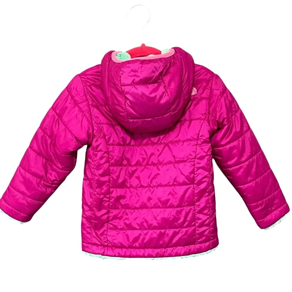 North Face Baby Girls Jacket Reversible Fuchsia Pink Mint Green Fleece 18-24M